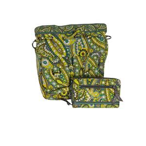 Vera Bradley Lemon Parfait Shoulder Quick Draw Purse with Matching Wallet